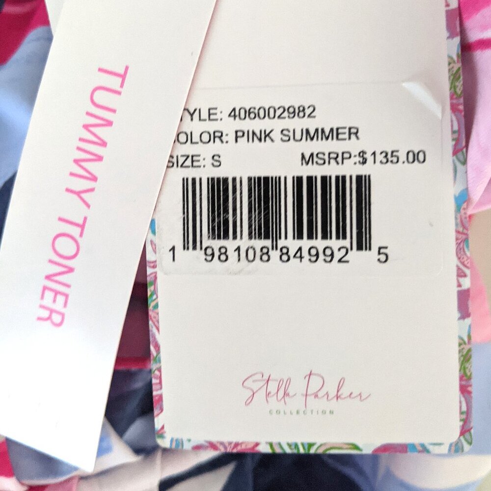 Stella Parker Swim Dress One Piece Swimsuit Floral Wrap Pink Blue Modest Sz S - Picture 7 of 14